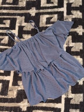 Sun & Shadow Dusty Blue Layered Ruffle Camisole